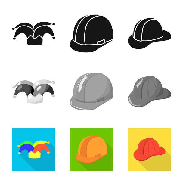 Vectorillustratie van kleding en cap logo. Set van kleding en baret vector pictogram voor voorraad. - Vector, afbeelding