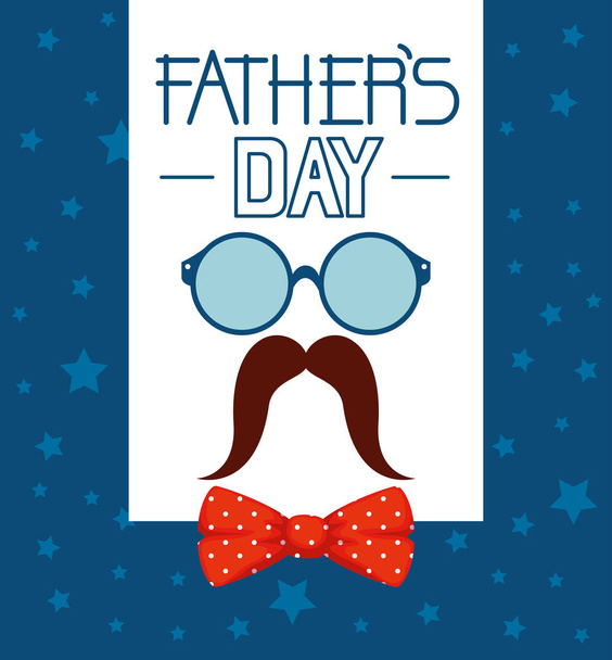 kártya szemüveg és nyakkendő íj az Apák napja - Vektor, kép