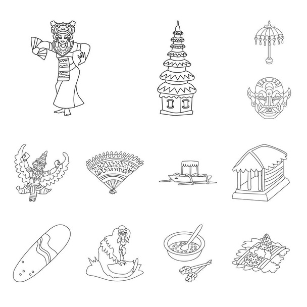 Векторная иллюстрация балийского и карибского символов. Набор балийских и географических векторных иллюстраций
. - Вектор,изображение