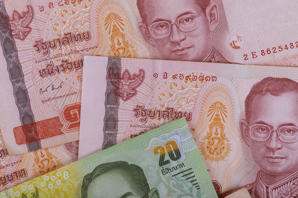 Νέα χαρτονομίσματα από το χαρτονόμισμα του Μπατ Ταϊλάνδης - Φωτογραφία, εικόνα