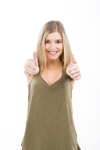 Beautiful woman with thumbs up - Fotografie, Obrázek