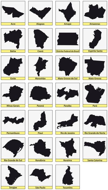 27 чорних карт поділу Бразилії - Вектор, зображення