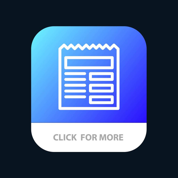 Document, Text, Basic, Ui Mobile App Button. Android and IOS Lin - Vektor, kép