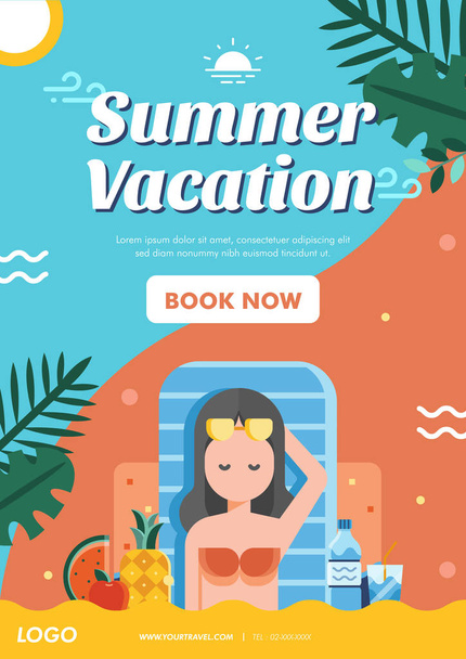 Zomer vakantie poster layout - Vector, afbeelding