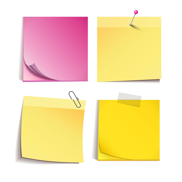 Žlutá a růžová hůlka poznámka izolované na bílém pozadí, vektorové ilustrace - Vektor, obrázek