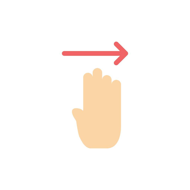 Finger, Four, Gesture, Right  Flat Color Icon. Vector icon banne - Vector, Image