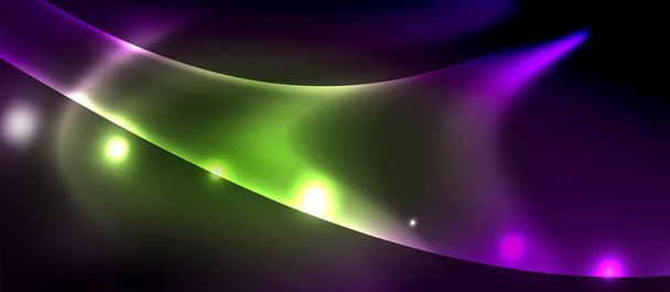 光沢のある輝くネオン光波の背景 - ベクター画像