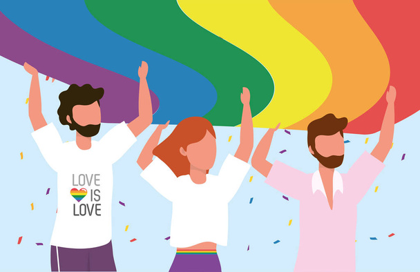 LGBT gemeenschap samen naar vrijheid en trotse vector illustratie - Vector, afbeelding