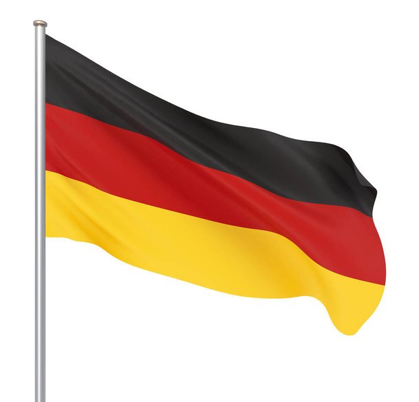 Deutschland-Fahne weht im Wind. Hintergrund Textur. 3D-Rendering, winken. - Abbildung - Foto, Bild
