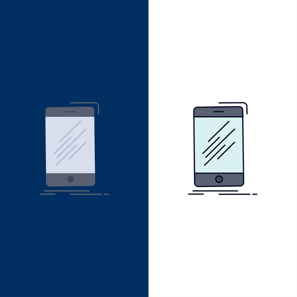 Device, mobile, phone, smartphone, telephone Flat Color Icon Vec - Vector, Image
