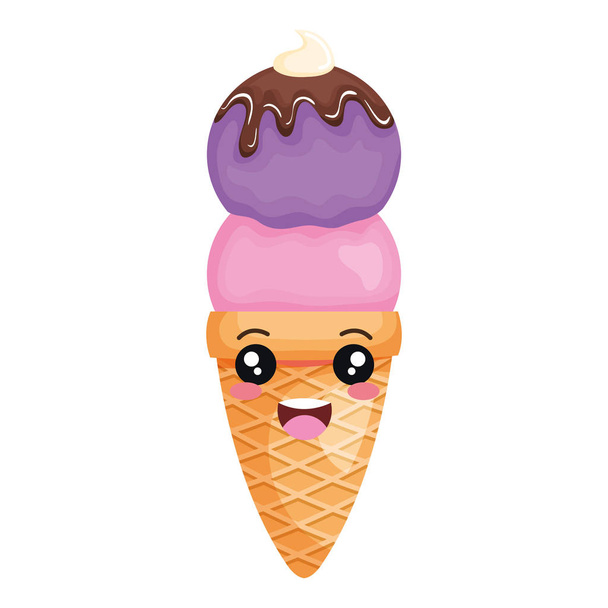 sweet ice cream kawaii character - ベクター画像