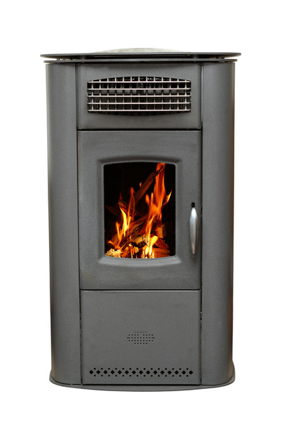 estufa de hierro con fuego ardiente
 - Foto, Imagen