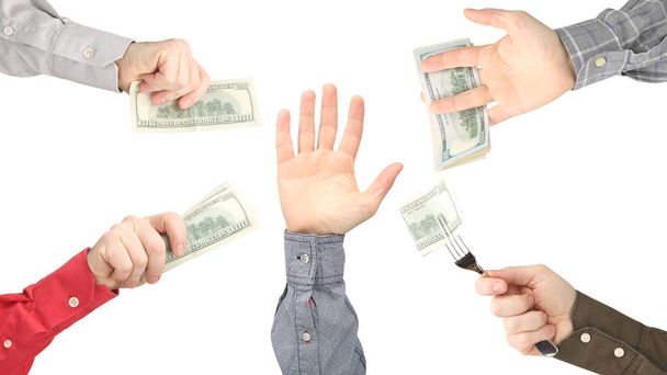 Ręka osiąga rękę z pieniędzmi - Zdjęcie, obraz