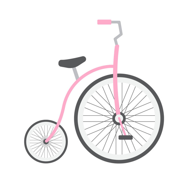 Vector flat cartoon pastel pink one wheel circus retro bicycle on white background  - Vector, Image