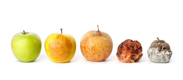 Cinque mele in vari stati di decadimento
 - Foto, immagini