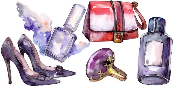 Fashionable sketch glamour illustration in a watercolor style isolated element. Watercolour background set. - Foto, Bild