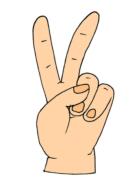 Απεικόνιση ενός χεριού που δείχνει δύο δάχτυλα στο σύμβολο της νίκης - Φωτογραφία, εικόνα