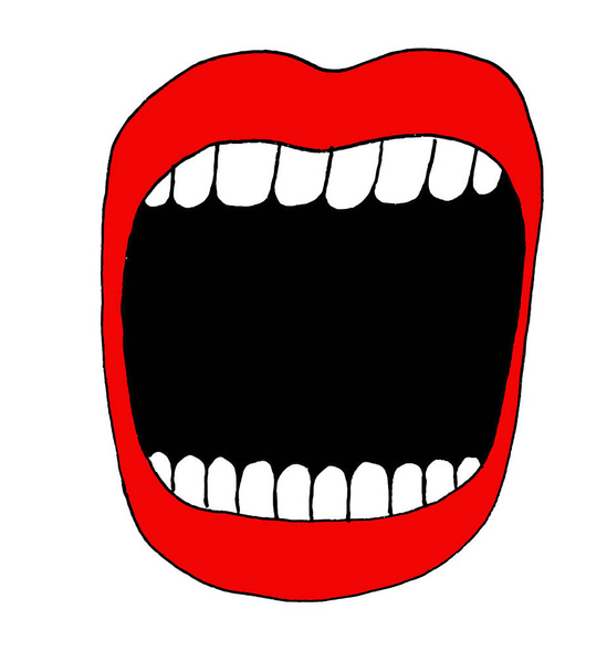 Dudakları kırmızı boyalı açık bir ağız İllüstrasyon - Fotoğraf, Görsel