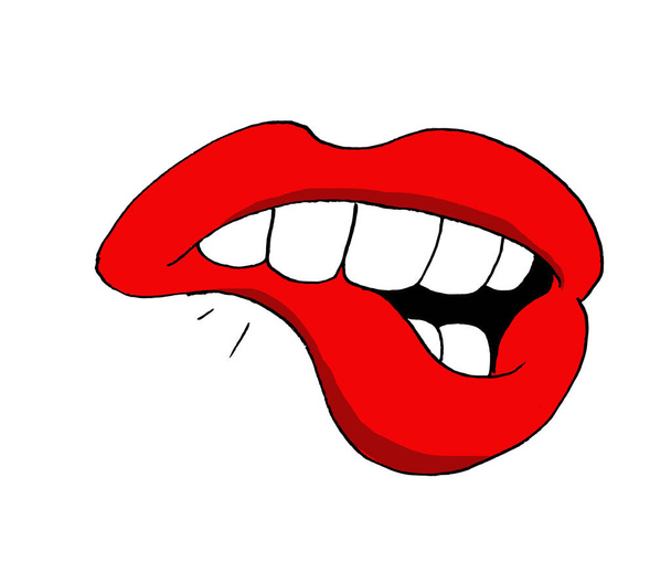 Illustration of a woman mouth biting her lower lip - Photo, Image