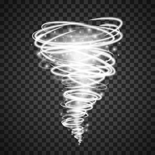Abstract light vortex tornado magical illumination . Effect of whirlwind or hurricane. Vector illustration isolated on transparent background - Vector, Image