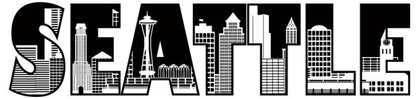 seattle city skyline text skizze illustration - Vektor, Bild