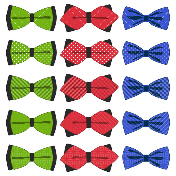 Illustration on theme big set ties different types, bowties vari - Vector, Imagen