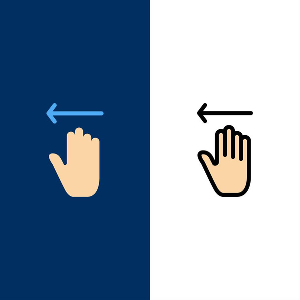Hand, Arrow, Gestures, Left  Icons. Flat and Line Filled Icon Se - Vector, Image