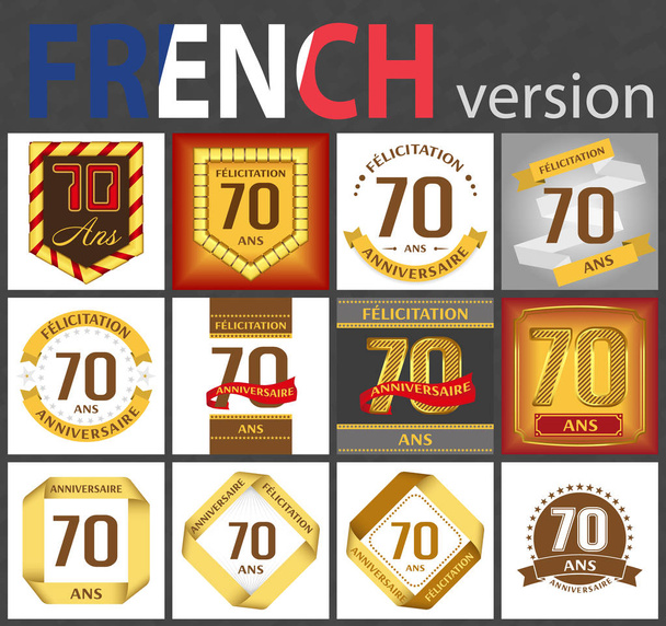 French set of number 70 templates - Vector, Image