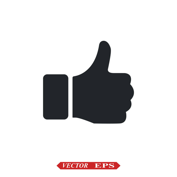 Hand Thumb Up icon flat. Illustration isolated on white background. Vector grey sign symbol - Vector, Image