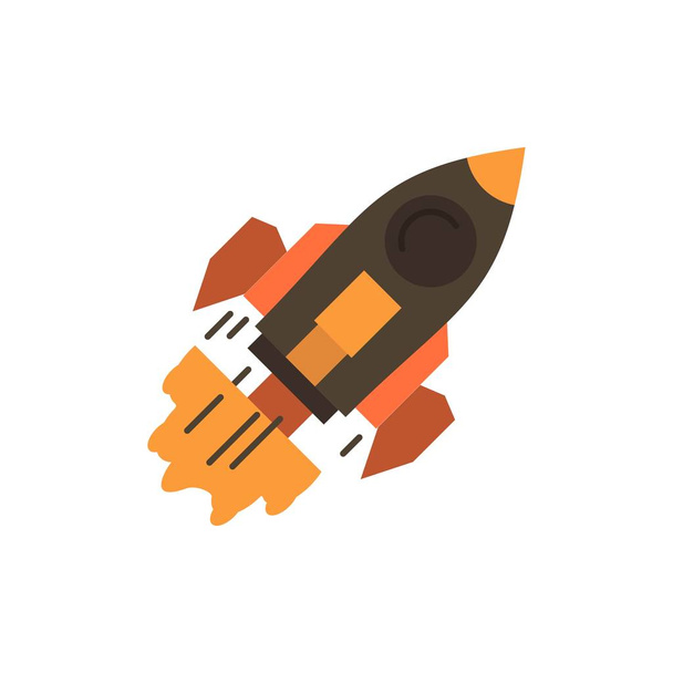 Стартап, бізнес, ціль, запуск, місія, космічний корабель Плоский колір
  - Вектор, зображення