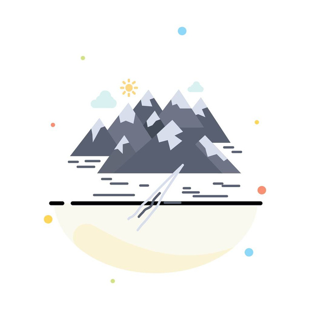 , Mountain, hill, landscape, rocks, crack Flat Color Icon Vector - Wektor, obraz