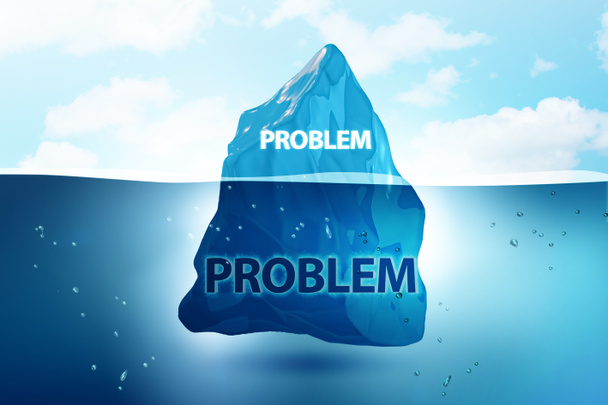 Problem concept with iceberg  - 3d rendering - Foto, Bild