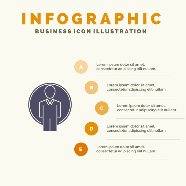 Gebruiker, id, login, image Solid icon infographics 5 stappen Presentat - Vector, afbeelding