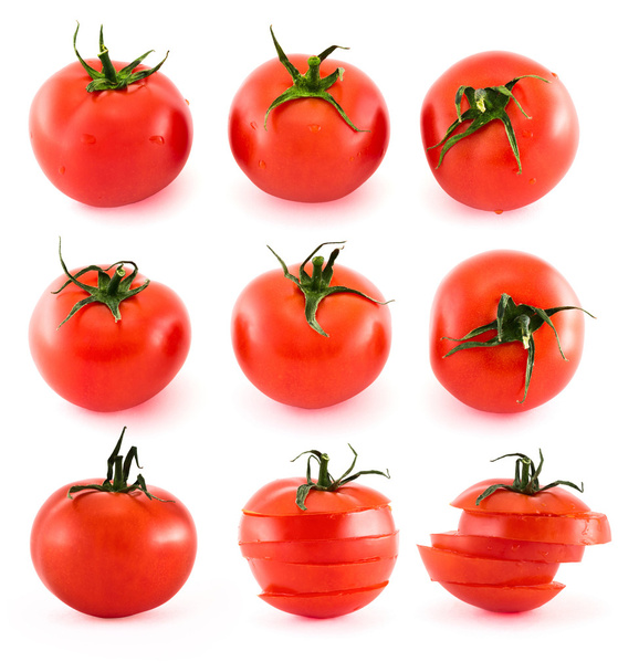 Sliced fresh tomatoes isolated over white - Фото, изображение