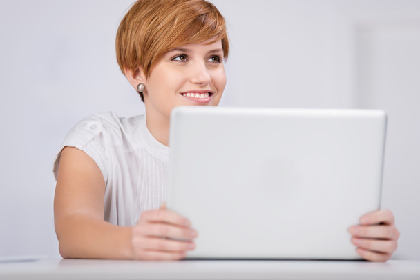Young Businesswoman With Laptop - Photo, image