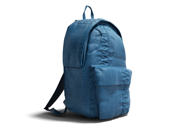 Modern kék hátizsák ruhával a tinédzser 3D teszi a fehér  - Fotó, kép