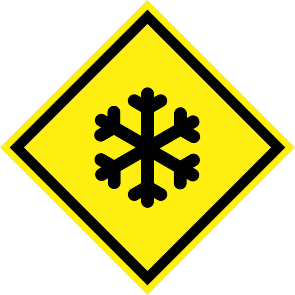 Yellow hazard sign with ice - Photo, Image