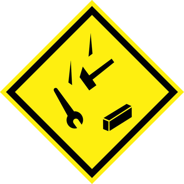 Жовтий знак небезпеки з падаючими об'єктами
 - Фото, зображення