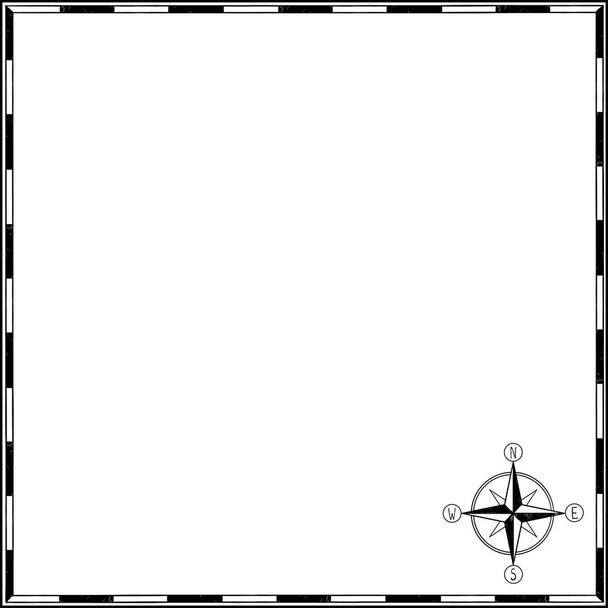 пустые пираты карта сокровищ на старой бумажной текстуре с раскрашенной вручную рамкой и розой ветра, тамплин макет для морского квеста, векторная иллюстрация
 - Вектор,изображение