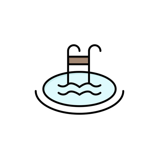 Hotel, Pool, Swimming, Service  Flat Color Icon. Vector icon ban - Vector, imagen