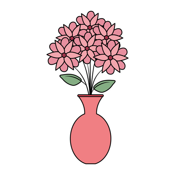 vaas met bloemen pictogram - Vector, afbeelding