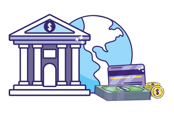 Sparen Geld finanzieren Business Bank Elemente Cartoon Vektor Illustration Grafik Design - Vektor, Bild