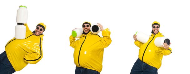Übergewichtiger Mann isoliert auf der weißen Seite - Foto, Bild