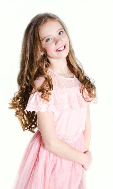 Portrait of adorable smiling little girl child in princess dress - Foto, Imagem