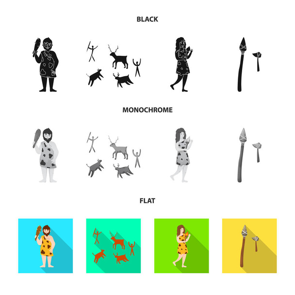 Vector illustration of evolution and neolithic sign. Collection of evolution and primeval vector icon for stock. - Vector, Image
