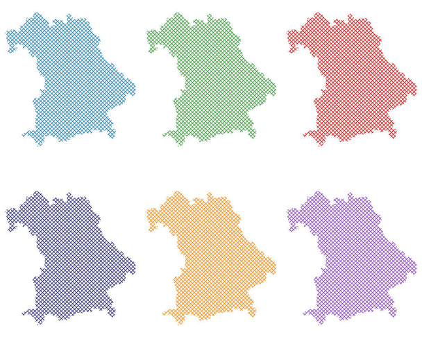 Maps of Bavaria on simple cross stitch - Vector, Image