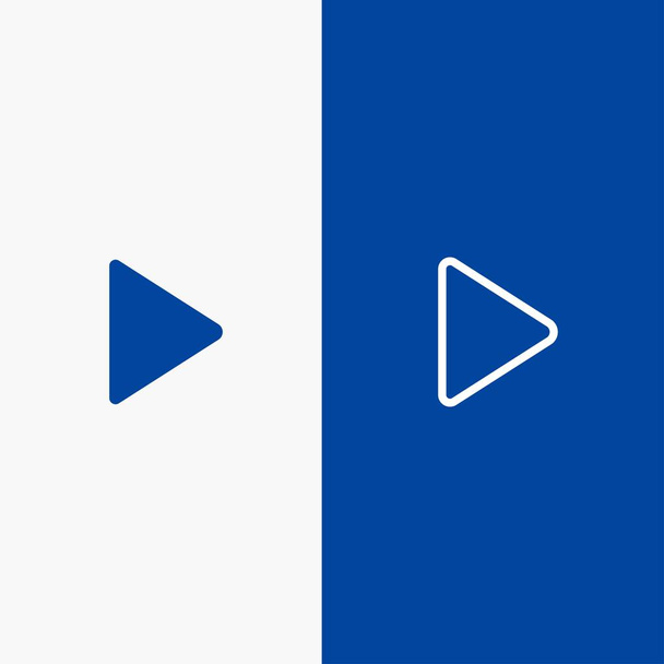 Controllo, supporto, riproduzione, linea video e icona Glyph Solid Linea banner blu e icona Glyph Solid Bandiera blu
 - Vettoriali, immagini