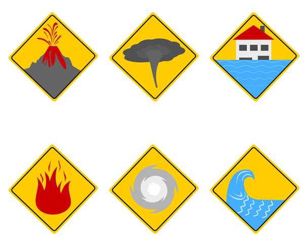 Verkeers waarschuwing teken natuurrampen - Vector, afbeelding
