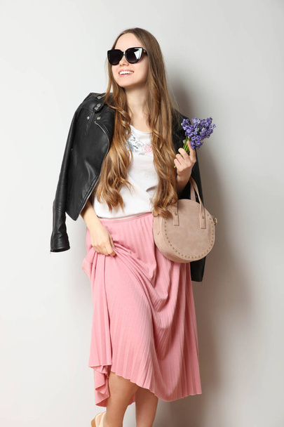 girl in fashionable spring clothes - Foto, Imagem