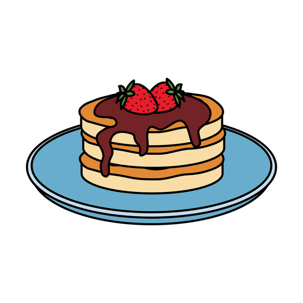 pancakes with chocolate cream and strawberries - Vector, Image